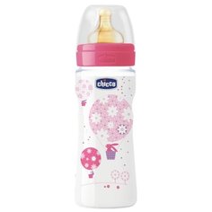 Chicco Бутылочка с соской из латекса Well-Being, 330 мл boy/girl с 4 мес., розовый