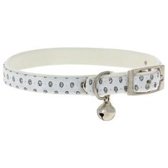 Ошейник КАСКАД Синтетик, двойной с блестками и бубенчиком 00210115 белый