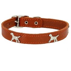 Ошейник КАСКАД кожаный "Флер", с украшением "Собака" (12010116) 30-38 см светло-коричневый