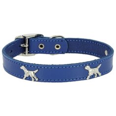 Ошейник КАСКАД кожаный "Флер", с украшением "Собака" (12010126) 39-46 см синий