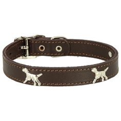Ошейник КАСКАД кожаный "Флер", с украшением "Собака" (12010126) 39-46 см коричневый