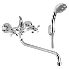 Смеситель универсальный AquaKratos АК3765 двухрычажный лейка в комплекте хром