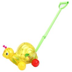 Каталка-игрушка Stellar Улитка (01359) со звуковыми эффектами желтый/зеленый Стеллар