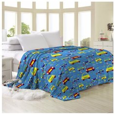 Плед Guten Morgen Разноцветные гонки, 150 x 200 см синий