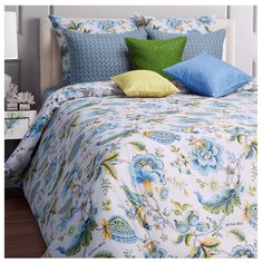 Постельное белье 2-спальное Mona Liza Nensy 70х70 см, бязь белый/голубой