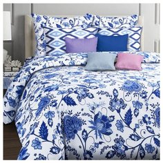 Постельное белье 1.5-спальное Mona Liza Riviera 50х70 см, бязь белый/синий