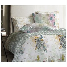 Постельное белье семейное Mona Liza Japanese Peacock 70х70 см, ранфорс зеленый/бежевый