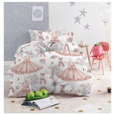 Постельное белье 1.5-спальное Mona Liza Kids Балерины, бязь белый/коричневый