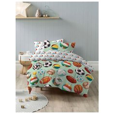 Постельное белье 1.5-спальное Mona Liza Kids Мячи, бязь зеленый/белый
