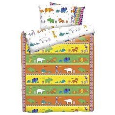 Постельное белье 1.5-спальное Mona Liza Kids Зоопарк, бязь оранжевый/белый/желтый