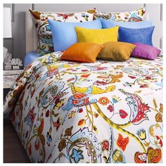 Постельное белье евростандарт Mona Liza Baileys 70х70 см, бязь белый/голубой