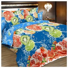 Постельное белье 2-спальное Letto B166 70х70 см, бязь синий/красный/зеленый
