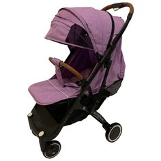 Прогулочная коляска Yoya Plus 4 (сумка-чехол, подстак., дожд., москит., бампер, чехлы на ручки и бампер из экокожи, коврик, накидка на ножки, крючок для сумок) сиреневый/черная рама, цвет шасси: черный