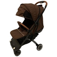 Прогулочная коляска Yoya Plus 4 (сумка-чехол, подстак., дожд., москит., бампер, чехлы на ручки и бампер из экокожи, коврик, накидка на ножки, крючок для сумок) коричневый/черная рама, цвет шасси: черный