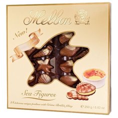 Набор конфет Melbon Sea Figures из молочного и белого шоколада с начинкой крем-брюле, 250 г бежевый