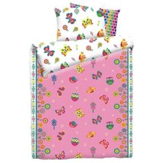 Постельное белье 1.5-спальное Mona Liza Kids Бабочки, бязь розовый/белый