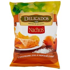 Чипсы Delicados Nachos кукурузные с кусочками лука и морской солью, 150 г