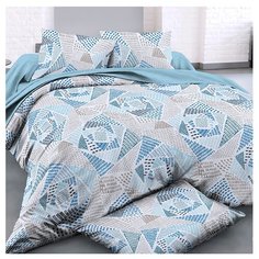 Постельное белье евростандарт ЛайМ Виртуальная реальность, сатин голубой