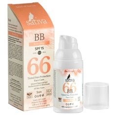 Sativa BB крем №66, SPF 15, 30 мл, оттенок: розово-бежевый