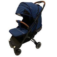 Прогулочная коляска Yoya Plus 4 (сумка-чехол, подстак., дожд., москит., бампер, чехлы на ручки и бампер из экокожи, коврик, накидка на ножки, крючок для сумок) синий/черная рама, цвет шасси: черный