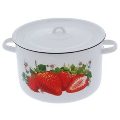 Кастрюля СтальЭмаль 1С18С 7 л, кремовый (клубника садовая)