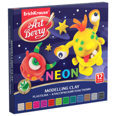 Пластилин ErichKrause ArtBerry с Алоэ Вера Neon 12 цветов/180 г (46982)