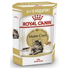 Корм для кошек Royal Canin Мейн-кун для здоровья кожи и шерсти, мясное ассорти 4шт. х 85 г (кусочки в соусе)