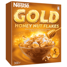 Готовый завтрак Nestle Gold Honey Nut Flakes хлопья, коробка, 300 г