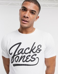 Футболка с надписью Jack & Jones essentials-Белый