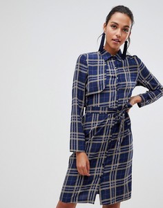 Платье-рубашка миди в клетку Liquorish-Темно-синий