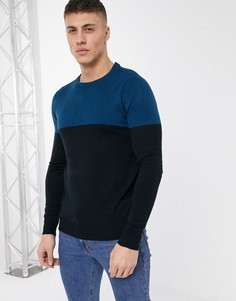 Джемпер колор блок Brave Soul-Синий