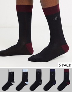 5 пар черных носков с контрастной подошвой French Connection-Черный