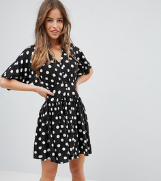 Повседневное чайное платье мини в горошек ASOS PETITE-Мульти
