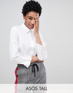 Укороченная рубашка со складками ASOS WHITE Tall-Белый