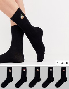 5 пар новогодних носков Brave Soul-Черный
