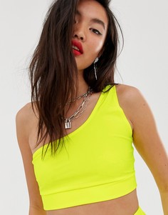 Неоново-желтый кроп-топ на одно плечо от комплекта ASOS DESIGN