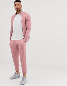 Розовые укороченные суженные джоггеры и спортивная куртка с полосками ASOS DESIGN-Розовый