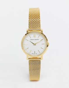Золотистые часы с сетчатым браслетом Larsson & Jennings Lugano 26 мм-Золотой