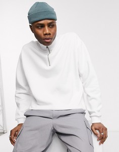 Белый свитшот oversized с воротом на молнии ASOS DESIGN