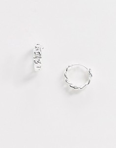 Посеребренные витые серьги-кольца с дизайном в виде цепочек House of Freedom by Topshop-Серебряный