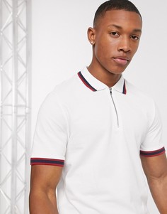 Белая футболка-поло на молнии Jack & Jones Premium-Белый