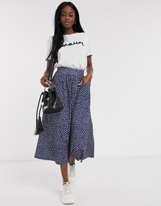 Юбка миди в горошек с карманами ASOS DESIGN-Мульти
