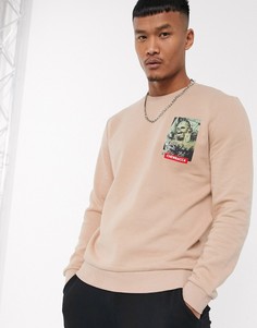 Бежевый свитшот с принтом \"Чубакка\" ASOS DESIGN Star Wars