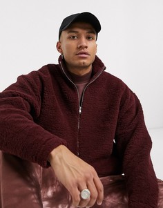 Бордовая плюшевая oversized-олимпийка ASOS DESIGN-Красный