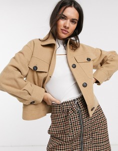 Карамельная oversized-куртка Stradivarius-Бежевый
