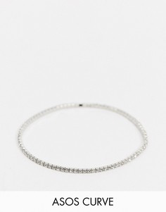 Серебристый эластичный браслет со стразами ASOS DESIGN Curve-Серебряный
