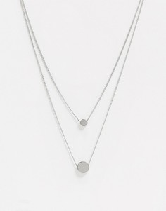 Набор из 2 серебристых ожерелий с дисками ASOS DESIGN Curve-Серебряный