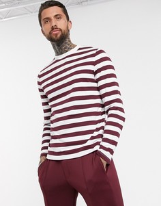 Бордовый лонгслив в полоску из органического хлопка ASOS DESIGN-Фиолетовый
