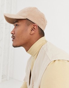 Бежевая вельветовая бейсболка ASOS DESIGN-Коричневый