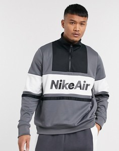 Серый свитшот с короткой молнией Nike Air